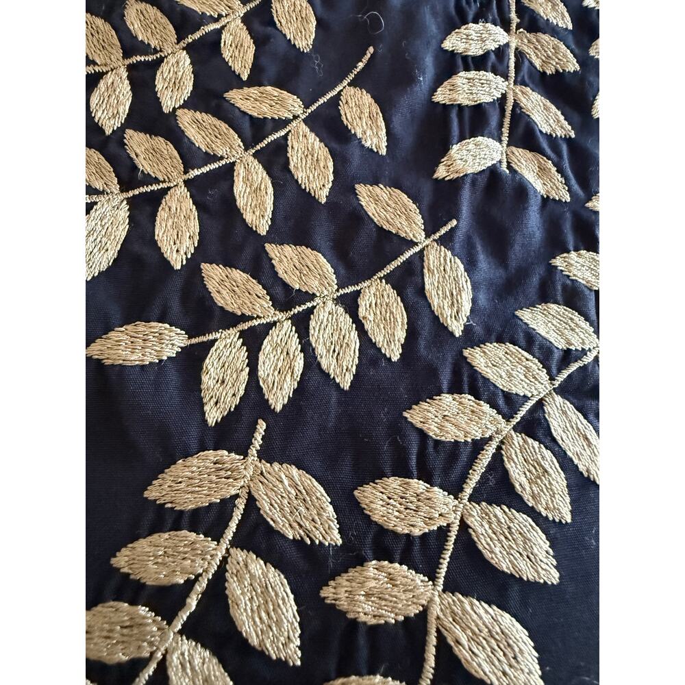 eShakti Cotton Embroidered A Line Dress Gold Botanical Pockets Sz S Event Party - Picture 3 of 11